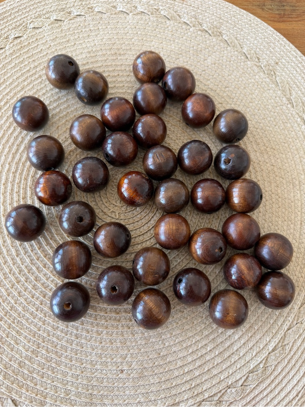 38 Large Brown Wooden Beads 24mm for Jewelry Craft Making